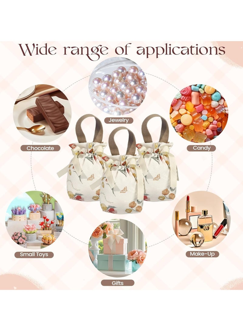 عام **8 أكياس هدايا زهرية صغيرة بمقابض، أكياس قماشية بأربطة، أكياس حلوى ووجبات خفيفة، أكياس مجوهرات الزفاف، هدايا حفلات أعياد الميلاد.** - Image 5