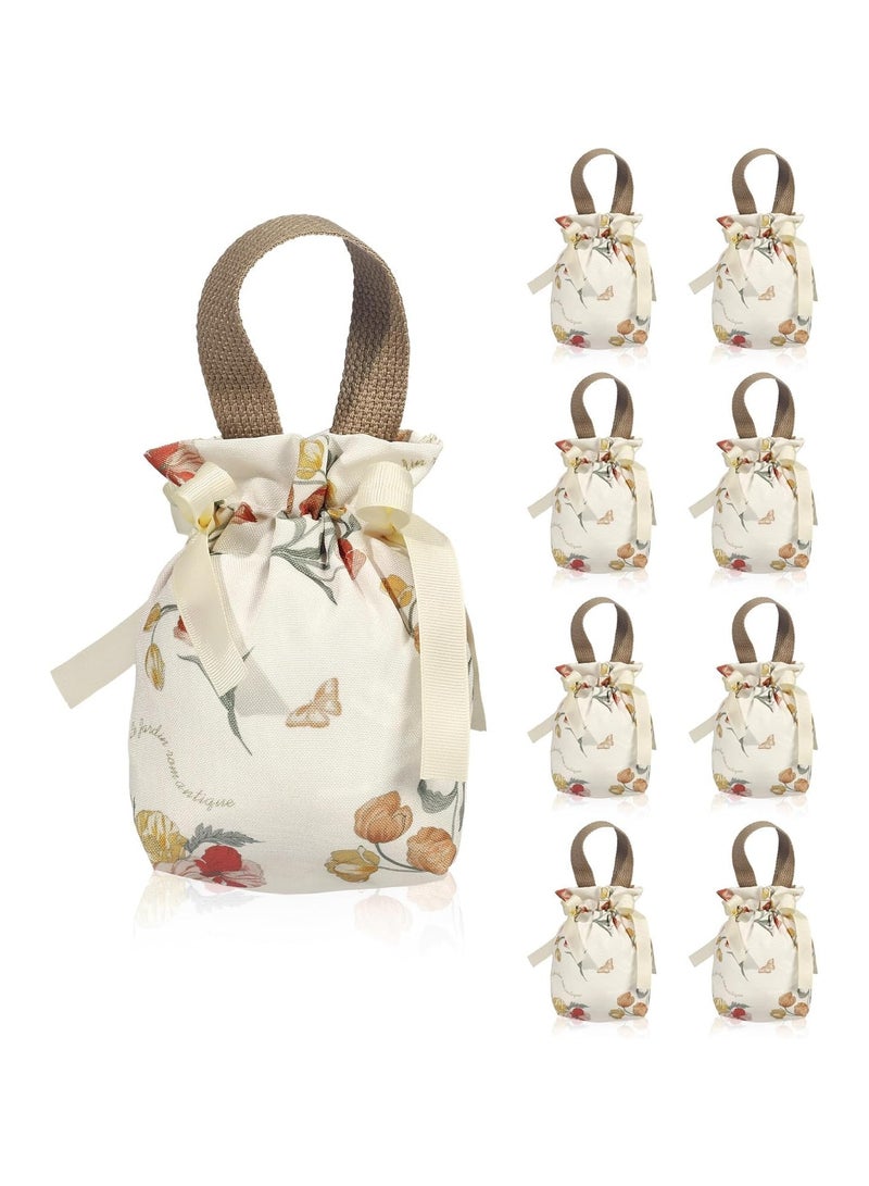 عام **8 أكياس هدايا زهرية صغيرة بمقابض، أكياس قماشية بأربطة، أكياس حلوى ووجبات خفيفة، أكياس مجوهرات الزفاف، هدايا حفلات أعياد الميلاد.** - Image 1