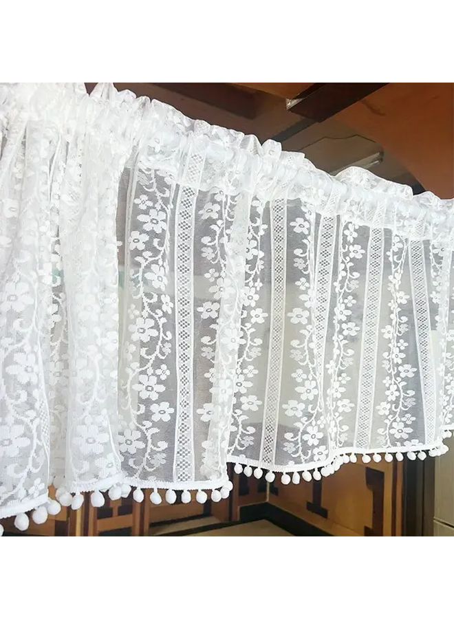 Sheer Curtain Window Valance White 25.98x44.88 Inch Semi Sheer Floral Lace Polyester Panel for Kitchen Bathroom Living Room Elegant Home Decor - Image 4