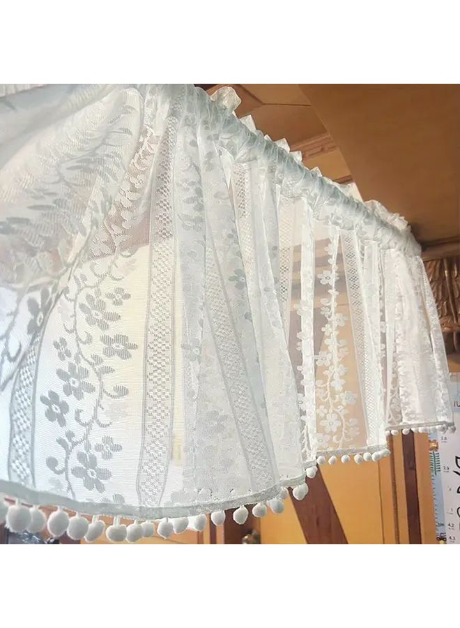 Sheer Curtain Window Valance White 25.98x44.88 Inch Semi Sheer Floral Lace Polyester Panel for Kitchen Bathroom Living Room Elegant Home Decor - Image 3