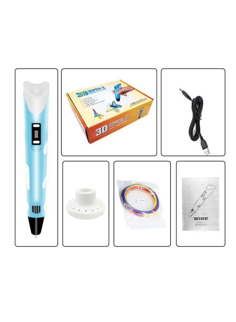 Professional 3D Printing Pen with LCD Display Kit: High Temp LOW Temp SAFE Child Toy Includes 12 Color PLA 3D Pen 3 Meter Filament Stencil Book Project Guide Charger for Kids Creative Art Design Drawing - Image 4