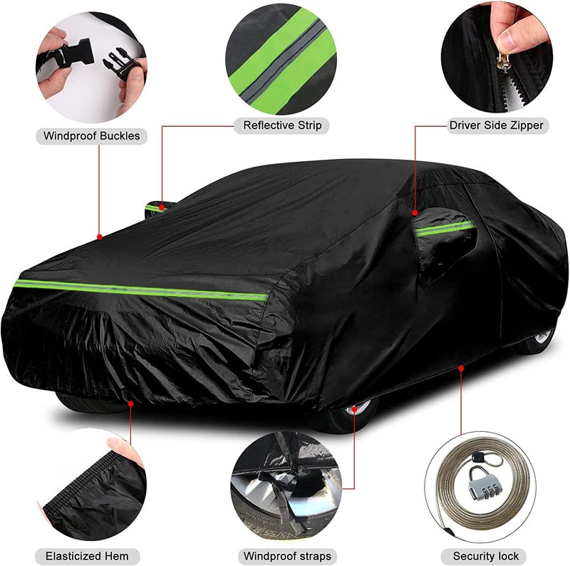 SPORTULI Waterproof Car Covers Replace for 2002-2025 Nissan Altima, 6 Layers All Weather Custom-fit Car Cover with Zipper Door & Windproof Bands for Snow Rain Dust Hail Protection (Altima) - Image 3