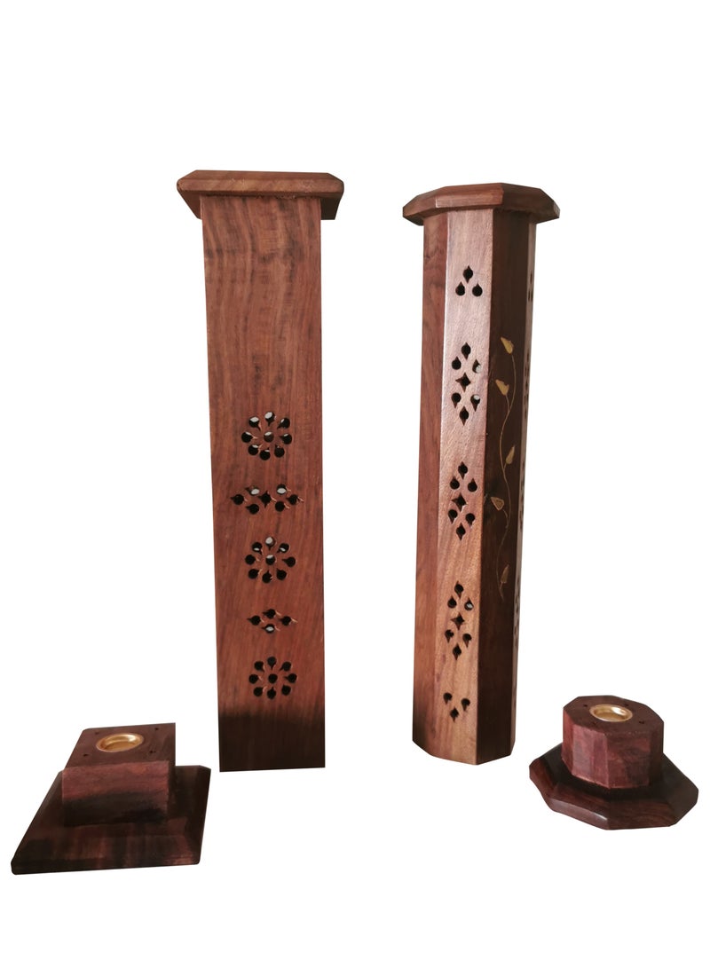 asmat Wooden Home Décor Incense Burner Holder – Elegant Handmade Incense Stick & Bakhoor Holder for Aromatherapy, Meditation, and Home Fragrance ( Set of 2 Pcs)  - Image 2