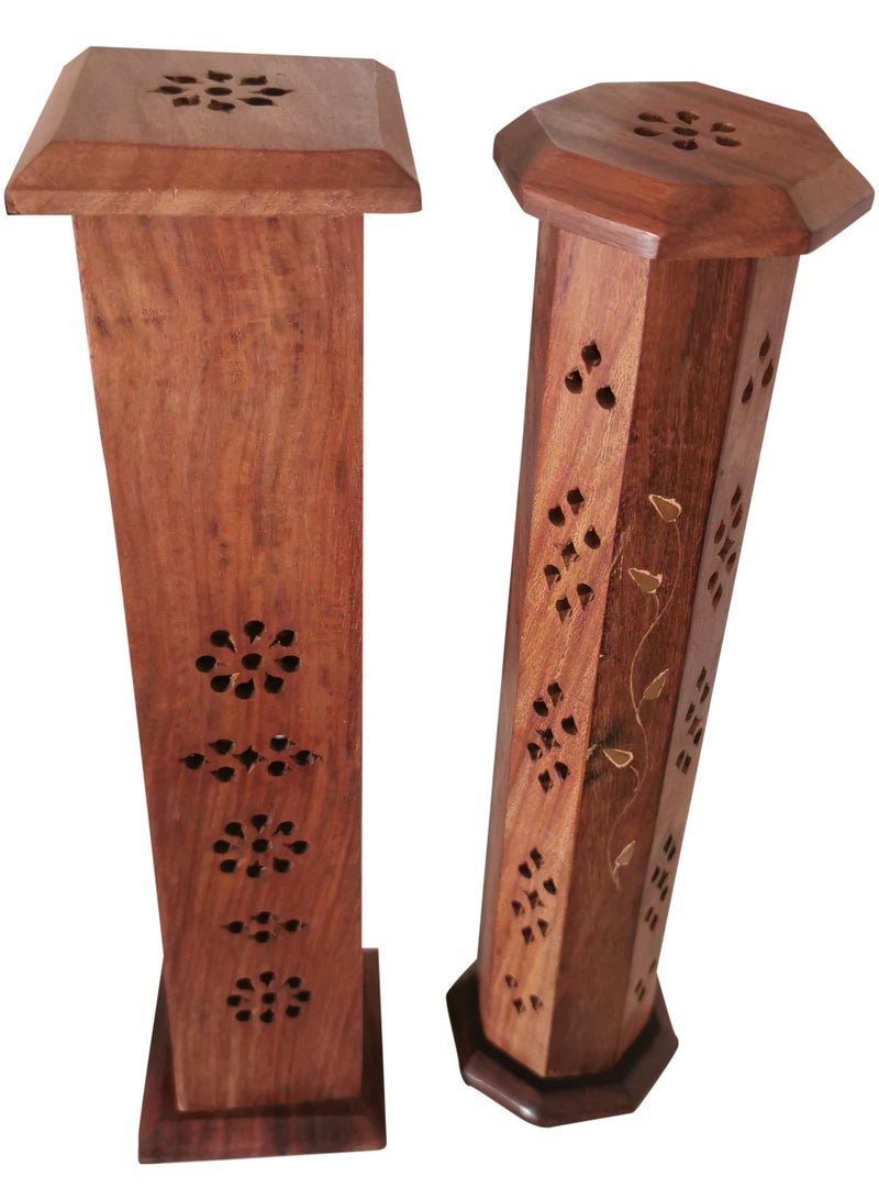 asmat Wooden Home Décor Incense Burner Holder – Elegant Handmade Incense Stick & Bakhoor Holder for Aromatherapy, Meditation, and Home Fragrance ( Set of 2 Pcs)  - Image 3