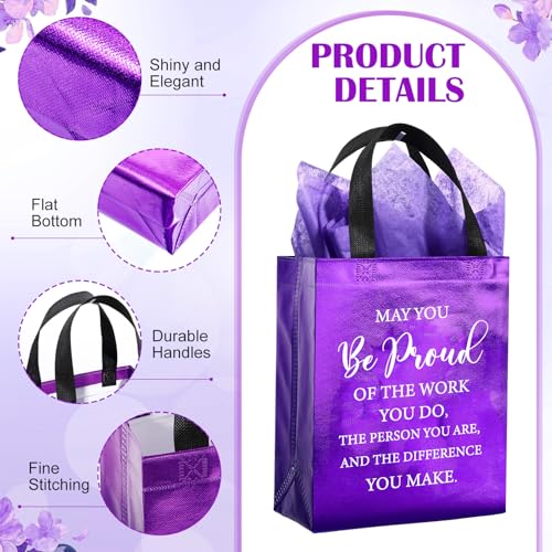 Tellingyou 24 Pieces Employee Appreciation Gift Bags Thank You Reusable Gift Bags with Tissues 8 x 4 x 10 Inch for OT Month Teacher Coworker Employee - Image 2