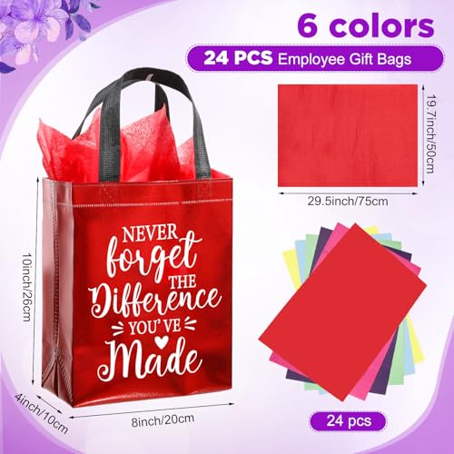 Tellingyou 24 Pieces Employee Appreciation Gift Bags Thank You Reusable Gift Bags with Tissues 8 x 4 x 10 Inch for OT Month Teacher Coworker Employee - Image 3