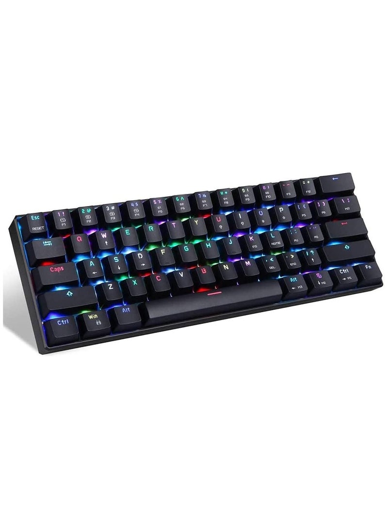 لوحة مفاتيح الألعاب الميكانيكية CK61 RGB من OUTMU لوحة مفاتيح حمراء 61 مفتاحًا مضادة للظلال مع إضاءة خلفية للألعاب باللون الأسود - Image 1