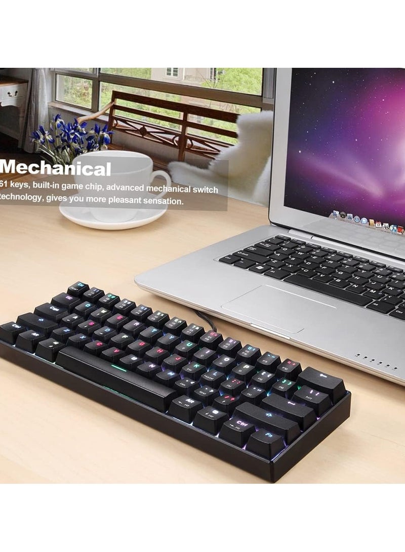 لوحة مفاتيح الألعاب الميكانيكية CK61 RGB من OUTMU لوحة مفاتيح حمراء 61 مفتاحًا مضادة للظلال مع إضاءة خلفية للألعاب باللون الأسود - Image 4