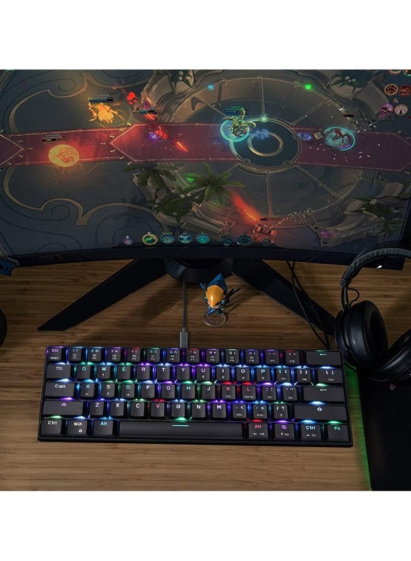 لوحة مفاتيح الألعاب الميكانيكية CK61 RGB من OUTMU لوحة مفاتيح حمراء 61 مفتاحًا مضادة للظلال مع إضاءة خلفية للألعاب باللون الأسود - Image 5
