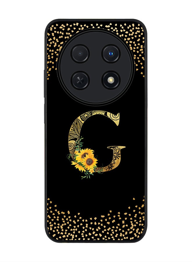 Stylizedd Rugged Black edge case for Huawei nova 12i 4G, Slim fit Flexible Thin Cover - Custom Monogram Initial Letter Floral Pattern Alphabet - G ( Black ) - Image 1