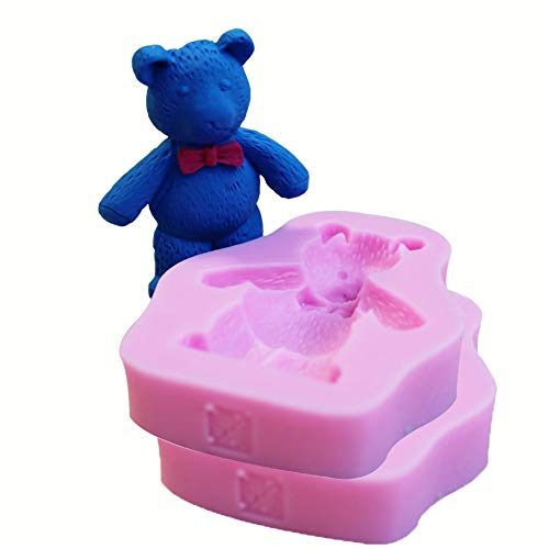 HengKe 2 Pcs 3D Cute Bear Silicone Fondant Mould Cake Mold Cookie Decor Cake Decoration Jewelry, Polymer Clay, Crafting Projects Chocolate Baking Cookie Cutter Mold Sugarcraft Decor - Image 4