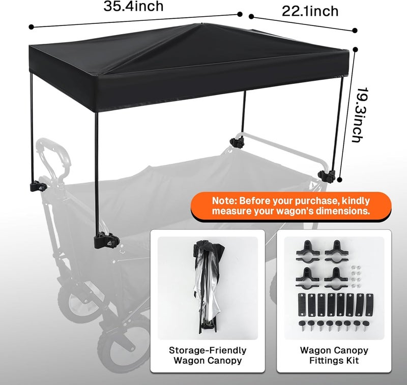VOONKE Wagon Canopy Cover, Garden Portable Outdoor Push Awning, Stroller Canopy for Garden Wagon, Shopping, Camping, Fits Folded and Collapsible Wagons, 22 × 35.4 Inch - Image 2