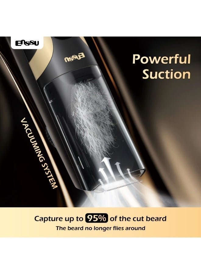 ENSSU IPX7 Whole Body Waterproof Proof, Automatic Vacuum Beard Trimmer for Men – Dual Mode Trimming & Vacuuming, LCD Display, Type-C Rechargeable - Image 3