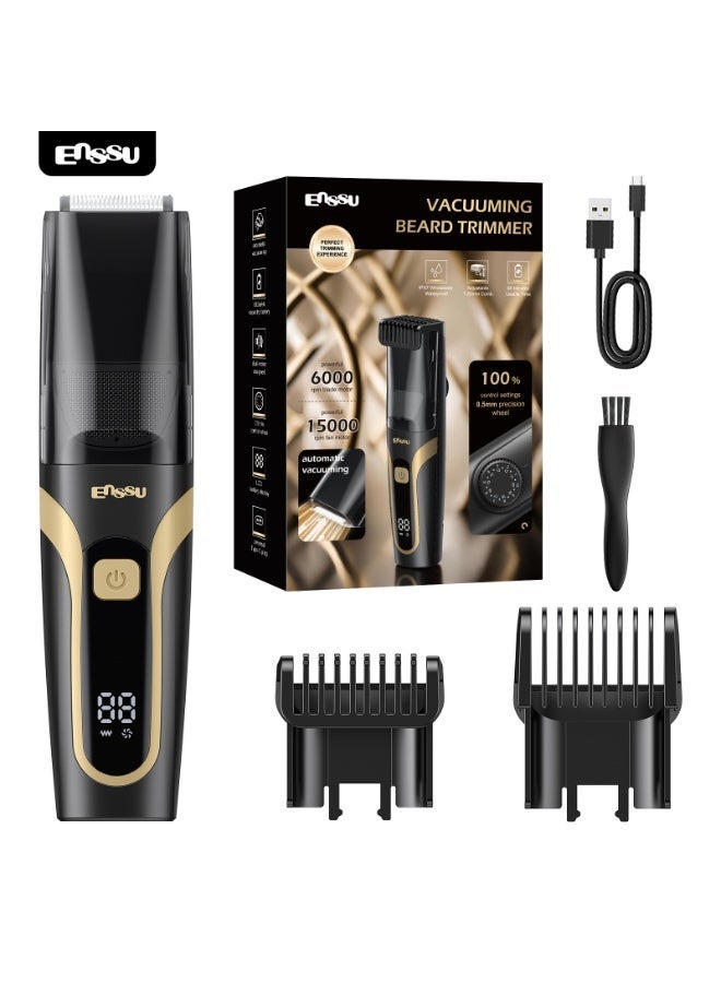 ENSSU IPX7 Whole Body Waterproof Proof, Automatic Vacuum Beard Trimmer for Men – Dual Mode Trimming & Vacuuming, LCD Display, Type-C Rechargeable - Image 2