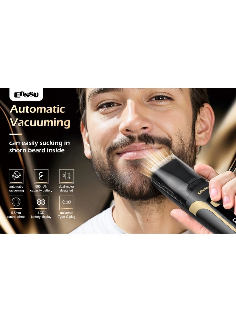 ENSSU IPX7 Whole Body Waterproof Proof, Automatic Vacuum Beard Trimmer for Men – Dual Mode Trimming & Vacuuming, LCD Display, Type-C Rechargeable - Image 4
