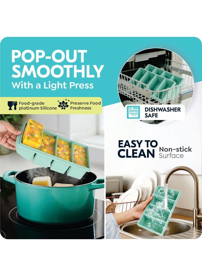 CyhHave Silicone Freezer Trays with Lids, 1-Cup Soup Container Style Ice Cube Trays for Freezer - Leakproof, Dishwasher,Oven Safe, Stackable, Ideal for Frozen Broth, Leftovers & Meal Prep, BPA Free 2 Pack - Image 5