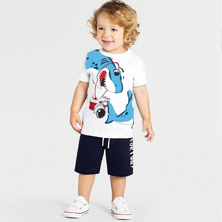 Boys Two-Piece Summer T-Shirt and Pants Set – Short Sleeve Cotton Outfit for Ages 3-8 - Image 2