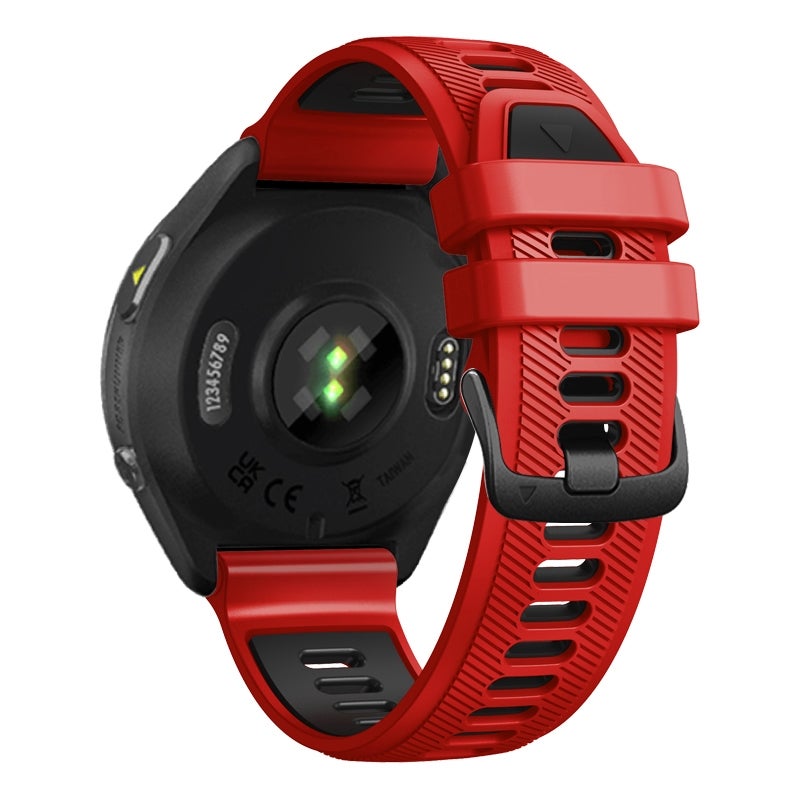 إيروريكس سوار ساعة سيليكون بمشبك فولاذي بلونين لساعة Garmin Forerunner 965 (أحمر وأسود) - Image 3
