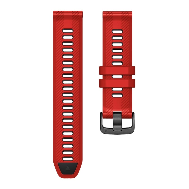 إيروريكس سوار ساعة سيليكون بمشبك فولاذي بلونين لساعة Garmin Forerunner 965 (أحمر وأسود) - Image 4