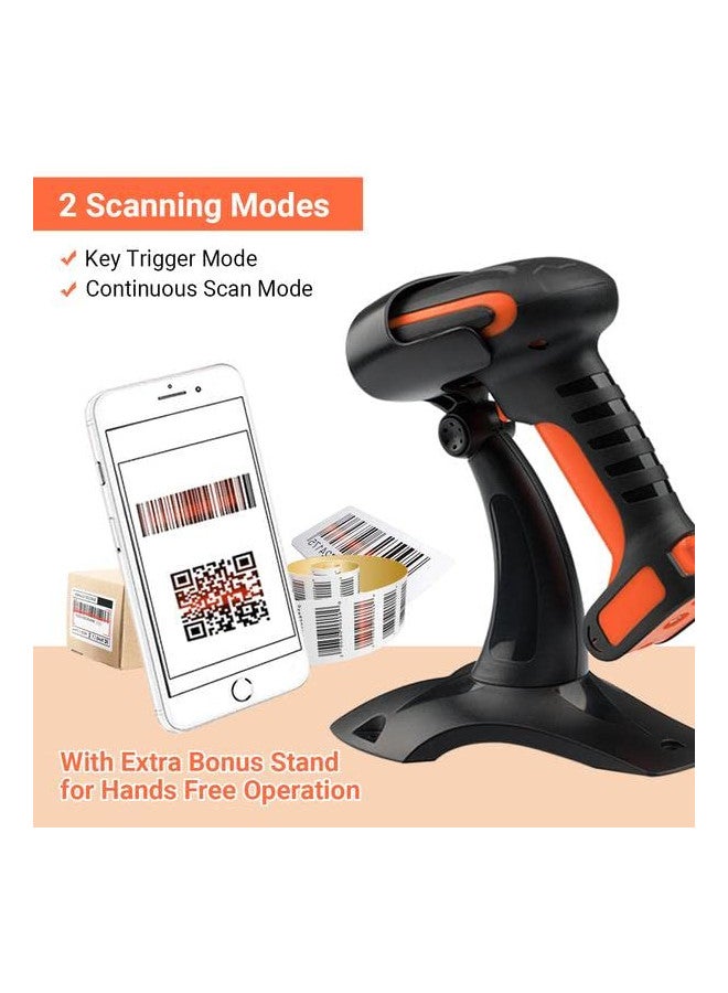 Tera Pro (Extreme Performance) Industrial Wireless Barcode Scanner 2D QR 1D Bar Code Reader 2.4G Wireless 2500mAh Compatible with Bluetooth Drop Resistant for Windows Mac Android iOS Model 8100 Orange - Image 2