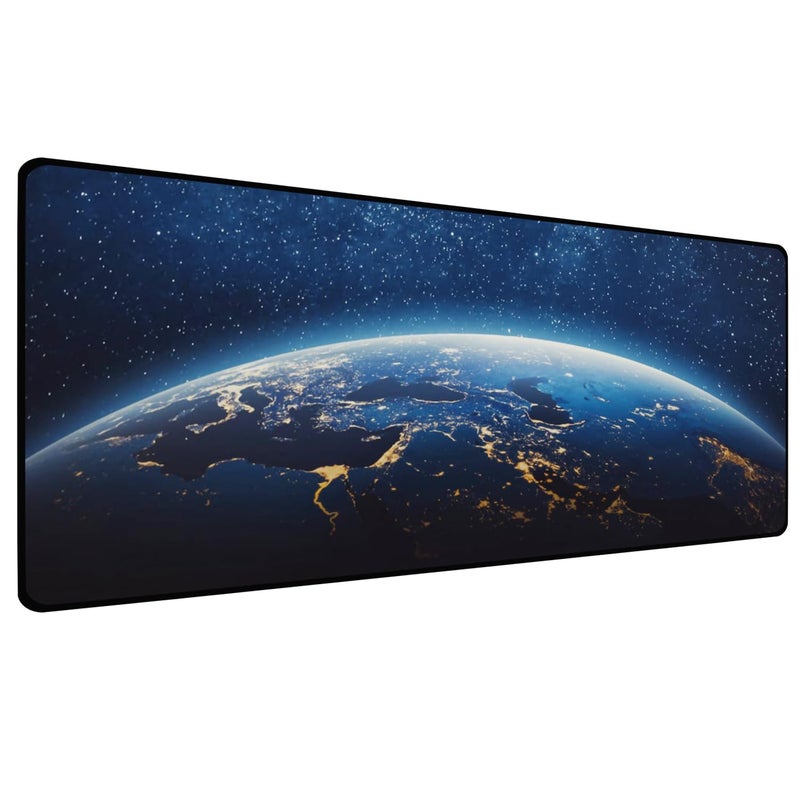 Sounce Large Extended Earth Design Desk Mat for Laptop Keyboard and Mouse Use Water Resistant Anti Slip Surface Non Logo Mouse Pad 800 x 300 mm Ideal for Office Home and Gaming Setup in Black - Image 1