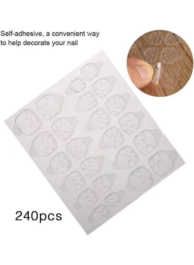 Nail Adhesive - 240 Pieces Transparent Double Sided Self Adhesive Nail Stickers, DIY Nail Art Decoration Fake Nail Special Adhesive Stickers - Image 4