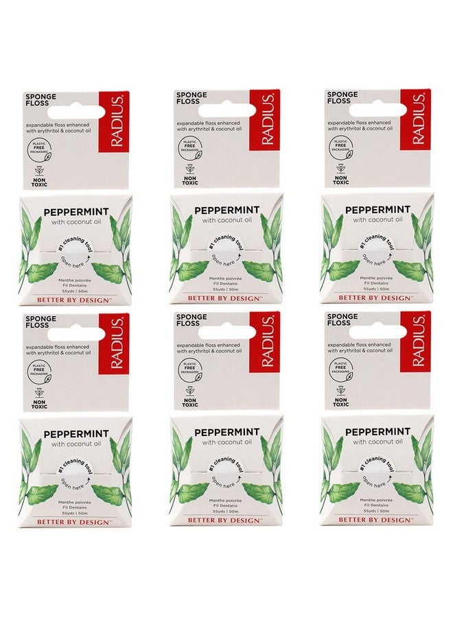 Radius Peppermint Dental Floss 55 Yards Vegan And Nontoxic Oral Care Boost Total Tooth & Gum Protection Clear Pack Of 6 - Image 1
