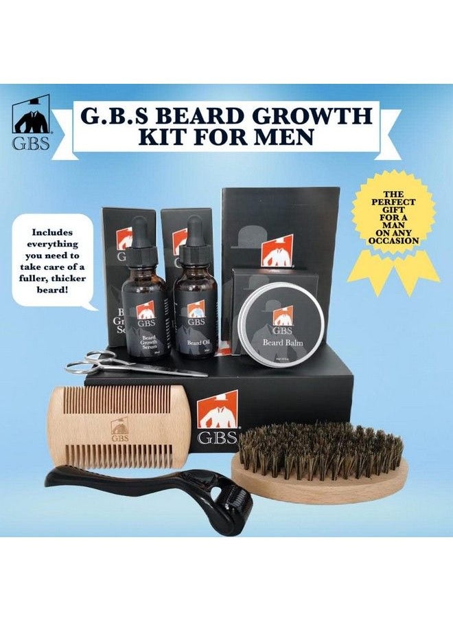 G.B.S - Beard Growth Kit For Men Complete Set Includes Beard Oil.25 Mm Roller Serum Balm Scissor Brush Comb And Cloth Bag - Image 1