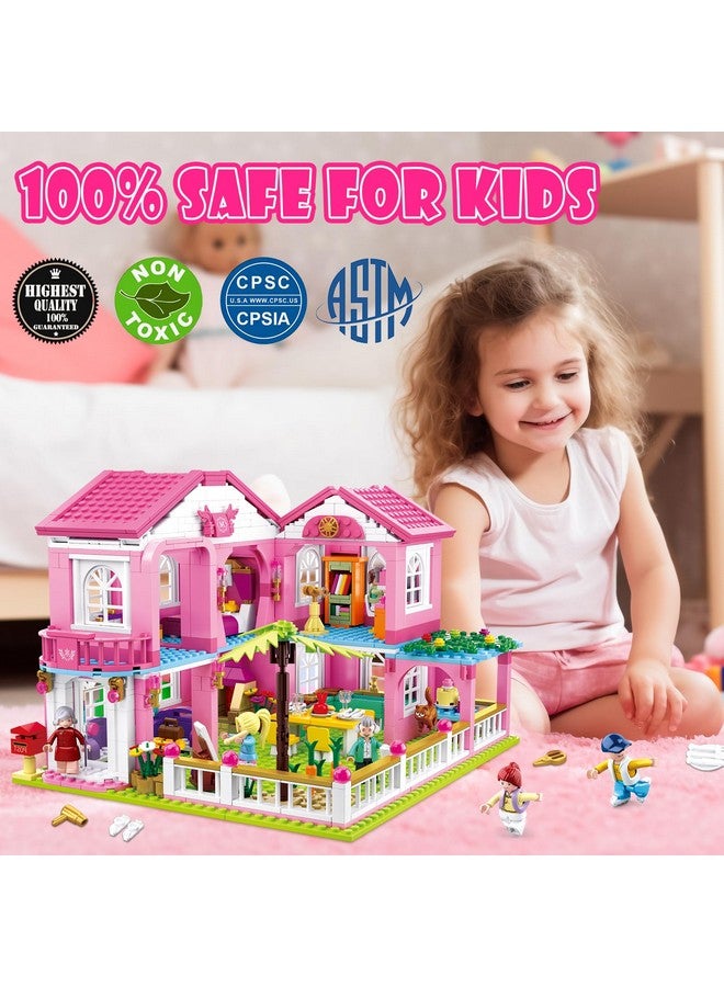 Sluban Friends Beach House Building Sets for Girls 6-12, Seaside Villa House Compatible with Lego Friends, Come with 7 Minifigures Dolls, Motorcycle and Kitchen Accessories, STEM Educational Toy - Image 4
