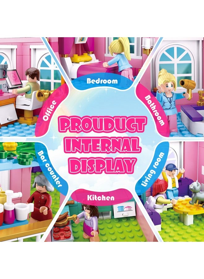 Sluban Friends Beach House Building Sets for Girls 6-12, Seaside Villa House Compatible with Lego Friends, Come with 7 Minifigures Dolls, Motorcycle and Kitchen Accessories, STEM Educational Toy - Image 2