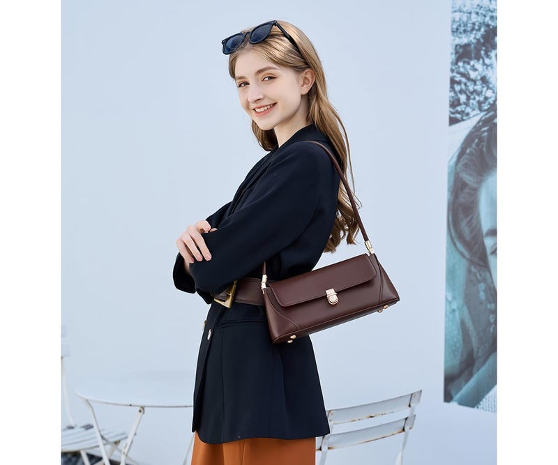 WSRYDJDL Shoulder Bags for Women Vintage Handbag Retro Classic Small Purse Cute Hobo Tote Handbag Mini Clutch Purse (Coffee) - Image 2