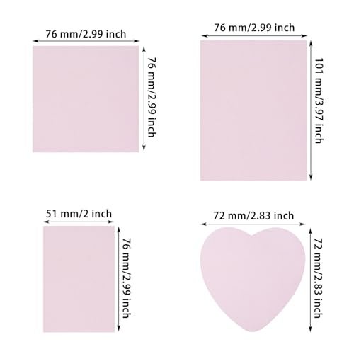 ONLYKXY 4Pack Mixed Shape Transparent Sticky Notes for Annotating,Glitter Pastel Color Waterproof Index Sticker Self-Stick Book Tabs 200Sheets Soft PET Marker Memo Pad for Home School Office (Pink) - Image 2