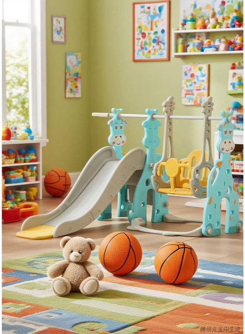 HAVERTYS Kids Swing And Slide Set Indoor Outdoor, 3-in-1 Toddler Slide Set with Basketball Hoop & Adjustable Swing for Ages 1-3, 180x140x115cm - Image 2