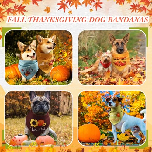 Clysee 100 Pcs Fall Thanksgiving Dog Bandana Bulk with Sayings Pet Triangle Scarf Bibs Washable Puppy Kerchief Adjustable Grooming Supplies for Small Medium Large Dog Cat Costume Accessories - Image 3