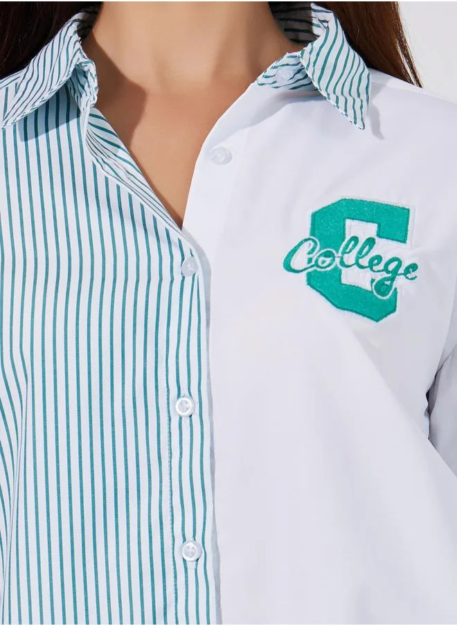ستايلي Striped Regular Fit Shirt with Badge Detail