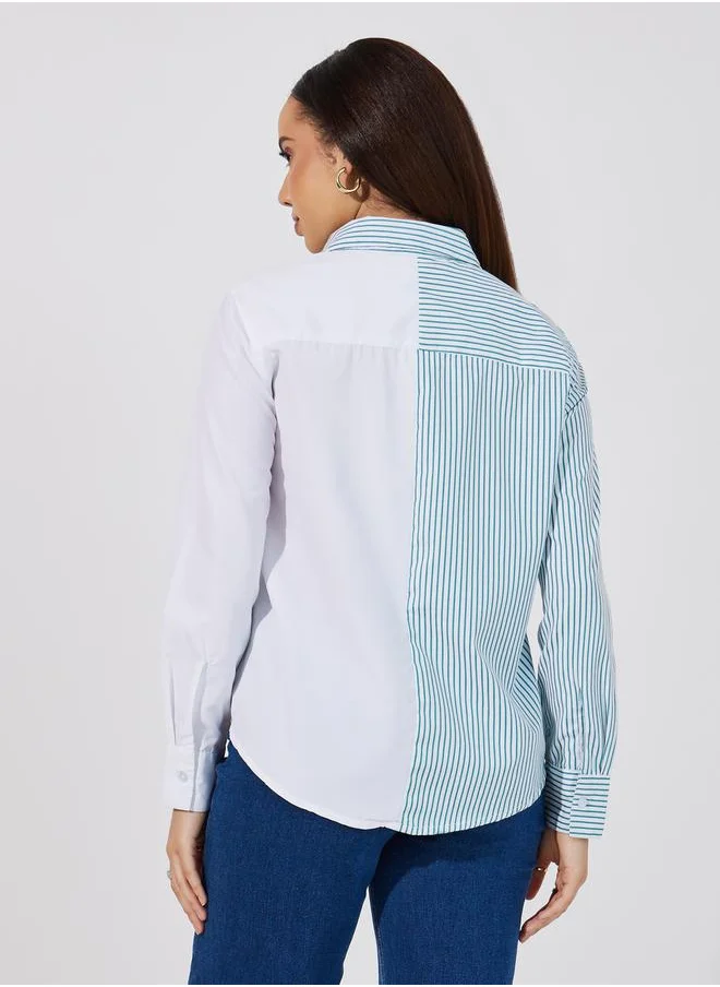 ستايلي Striped Regular Fit Shirt with Badge Detail