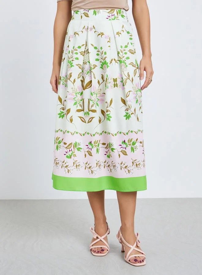 Take Two Women Floral Print A-Line Midi Skirt