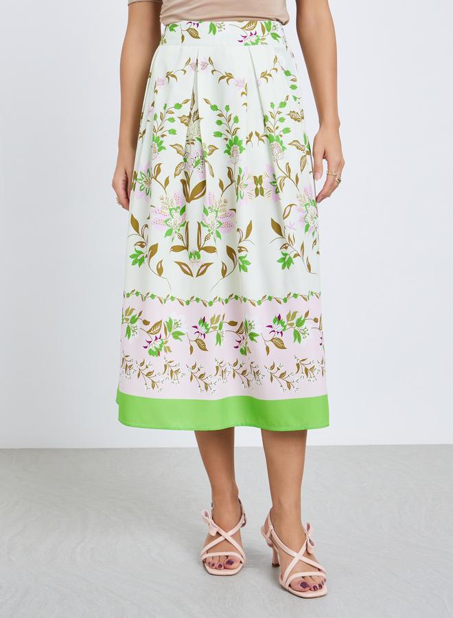 Take Two Women Floral Print A-Line Midi Skirt - Image 2