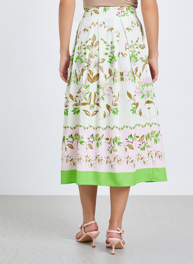 Take Two Women Floral Print A-Line Midi Skirt - Image 4