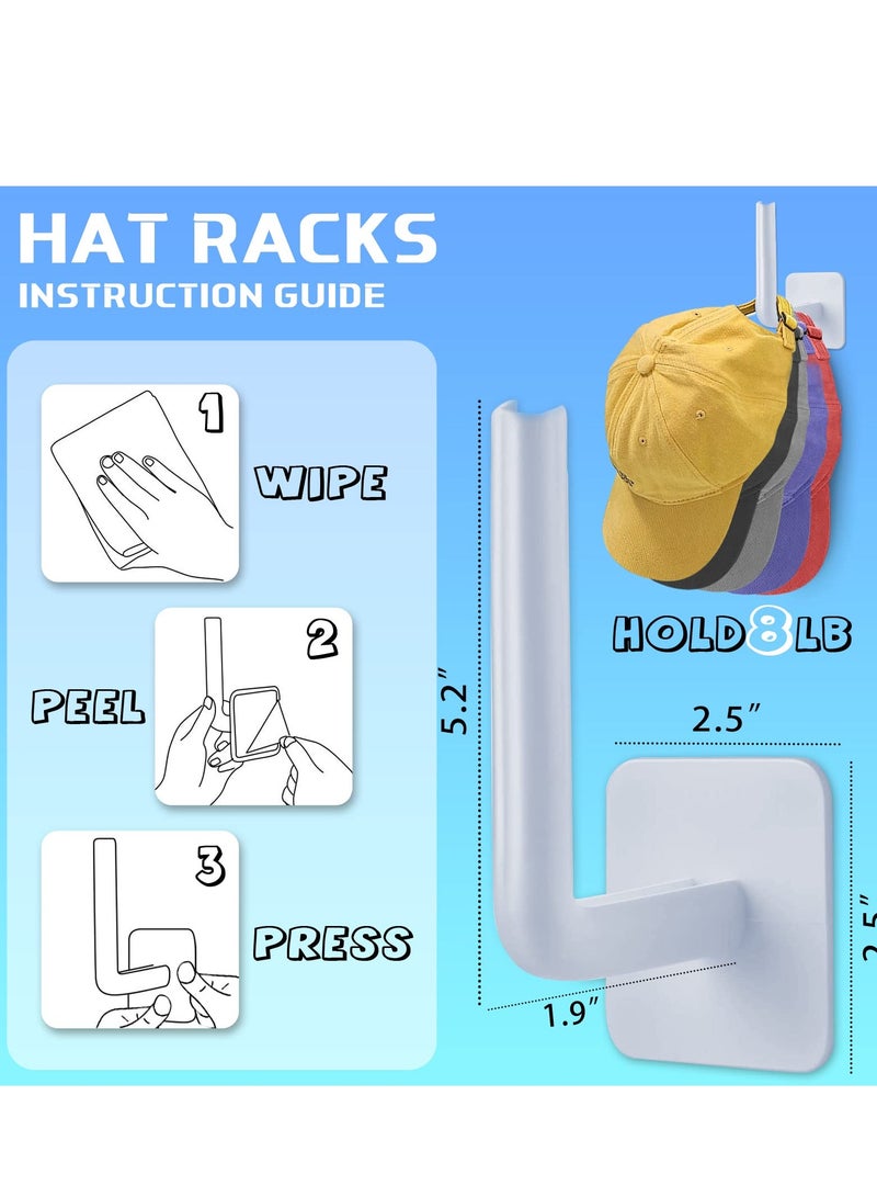 12 Pcs Wall-Mounted Hat Rack Organizer, Versatile Storage Solution for Baseball Caps, Ideal for Closet, Bedroom, Bathroom, and Laundry (White) - Image 5