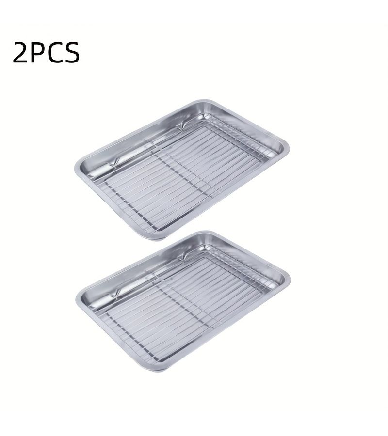 2pcs Stainless Steel Mesh Square Oil Filter Tray Water Drain Plate 60x40 For Kitchen Sink Oven Baking BBQ Grilling - Image 1
