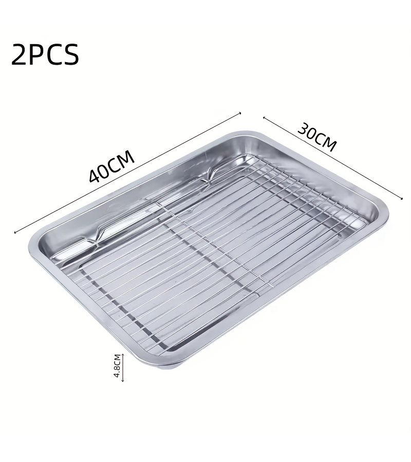 2pcs Stainless Steel Mesh Square Oil Filter Tray Water Drain Plate 60x40 For Kitchen Sink Oven Baking BBQ Grilling - Image 4