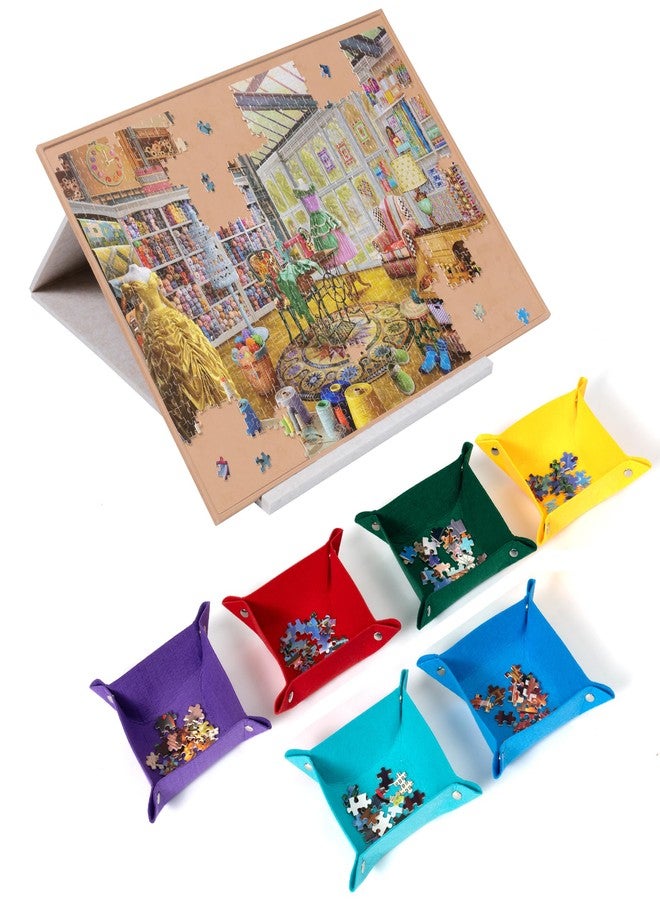 Lavievert Tilting Puzzle Board with 2-in-1 Stand & Cover, Adjustable Plateau Storage with 6 Sorting Trays for Adults & Kids, Portable Jigsaw Puzzle Table with Non-Slip Tabletop for Up to 1000 Pieces - Image 1