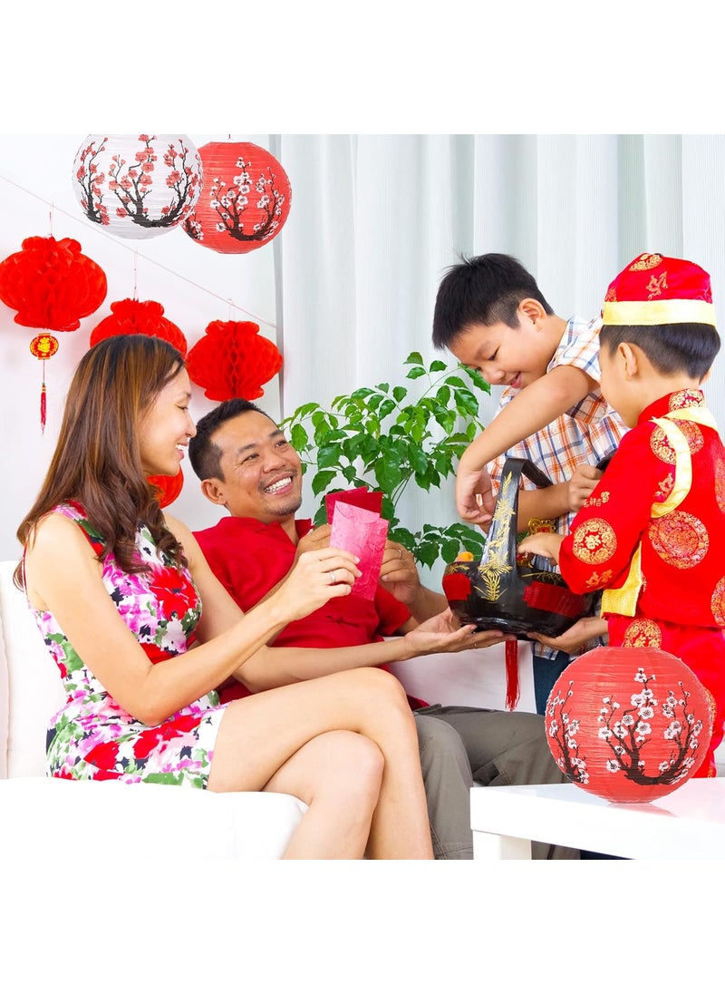 Reginary 56 Pcs Japanese Party Decorations Chinese Paper Lanterns Cherry Blossom 50 Pcs 10 Inch Chinese Red Paper Lanterns 6 Pcs 12 Inch Japanese Cherry Blossom for New Year Spring Festival Wedding  - Image 4