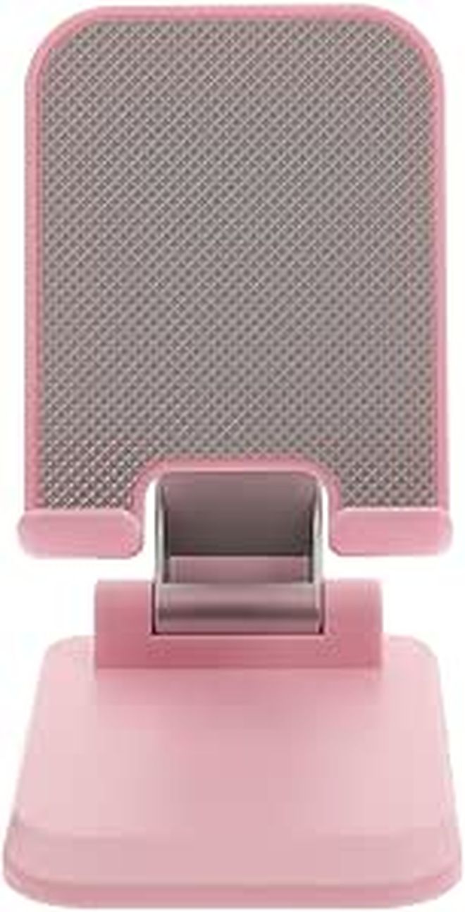Adjustable Foldable Telescopic Phone Stand Pink Portable Desktop Holder Home Office - Image 1