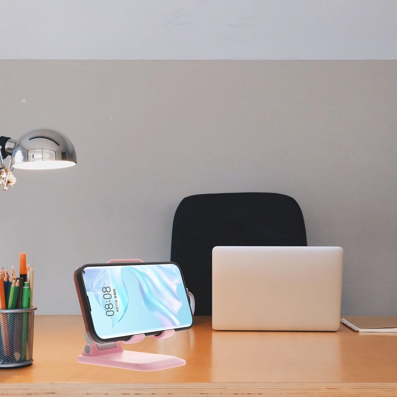 Adjustable Foldable Telescopic Phone Stand Pink Portable Desktop Holder Home Office - Image 5