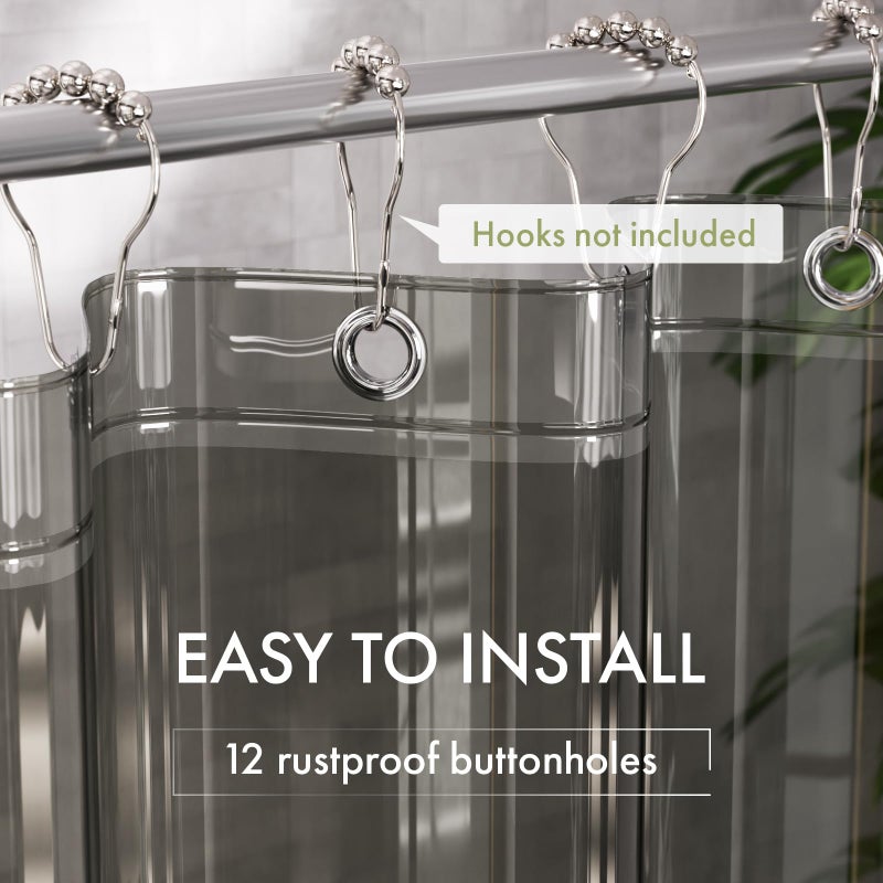 AmazerBath Transparent Black Shower Curtain Liner, 72x72 Shower Liner, Lightweight Plastic Shower Curtain Liners, Cute Waterproof Shower Liner for Bathroom with 3 Magnets and 12 Grommet Holes - Image 3