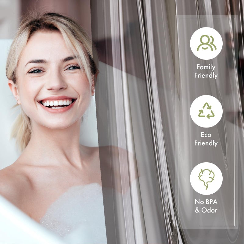 AmazerBath Transparent Black Shower Curtain Liner, 72x72 Shower Liner, Lightweight Plastic Shower Curtain Liners, Cute Waterproof Shower Liner for Bathroom with 3 Magnets and 12 Grommet Holes - Image 2