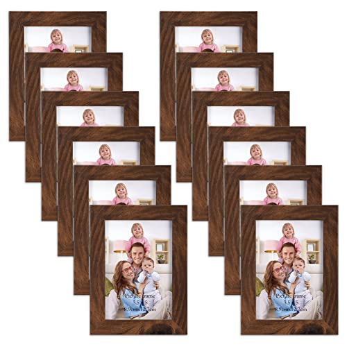 Giftgarden 35x5 Picture Frame Brown 12 Pack Rustic Walnut 35 x 5 Photo Frames Bulk for Desktop Display or Wall Mount