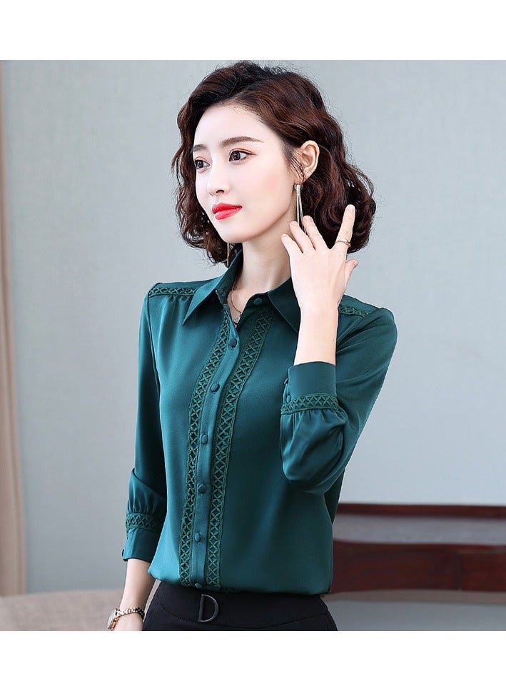 Shougu New Temperament Solid Color Shirt Women's Long Sleeved Shirt  - Image 2